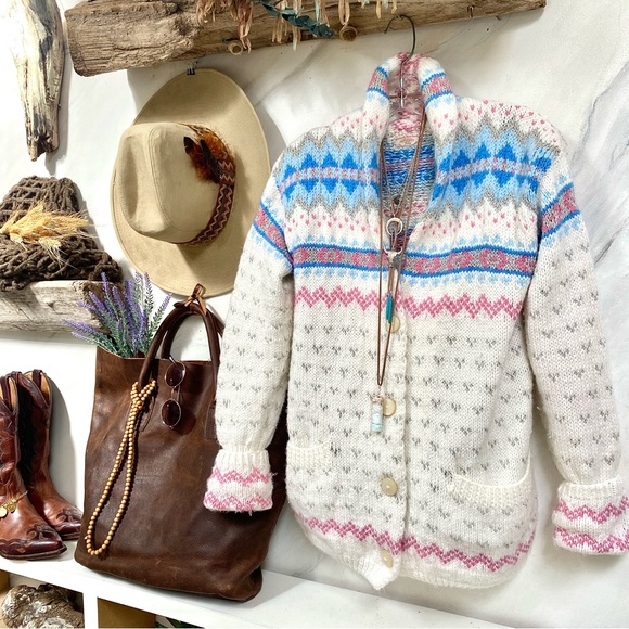 Vintage Sweaters - SOLD⭐️RARE Artisan HANDCRAFTED granny sweater-Navajo/NORDIC/Aztec/Pendleton vibe